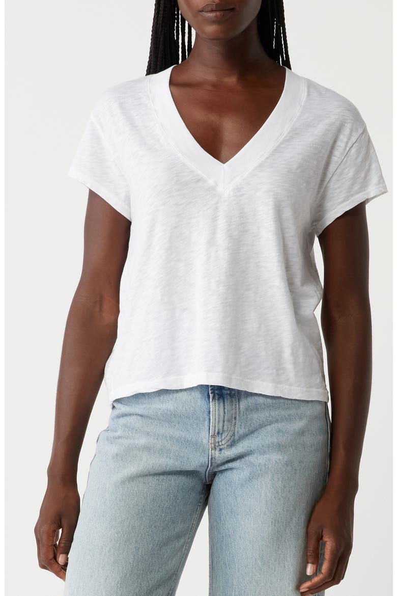 Harlan Cotton V-Neck T-Shirt, Main, color, WHITE
