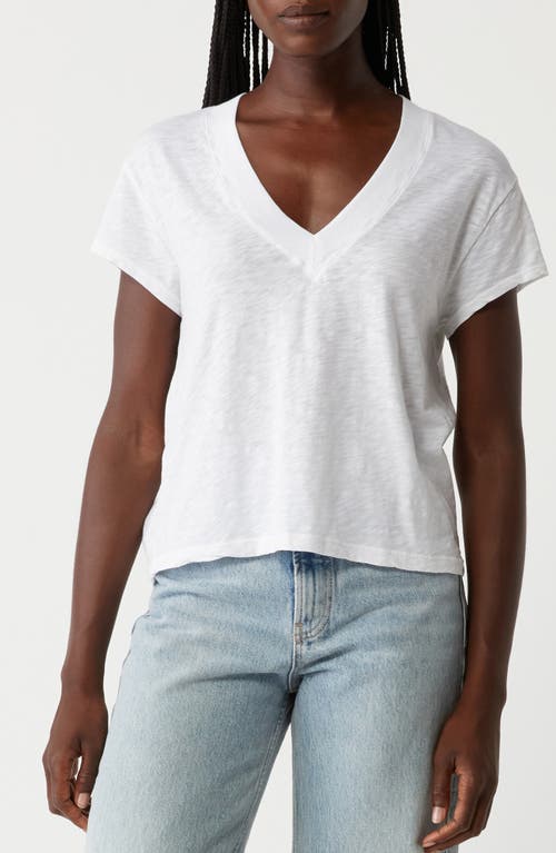 Shop Michael Stars Harlan Cotton V-neck T-shirt In White