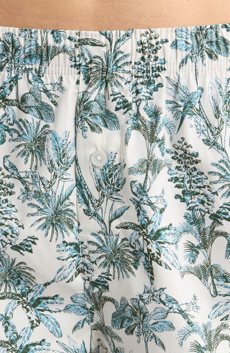 Nordstrom Modern Woven Stretch Cotton Boxers, Alternate, color, White- Green Tropical Toile