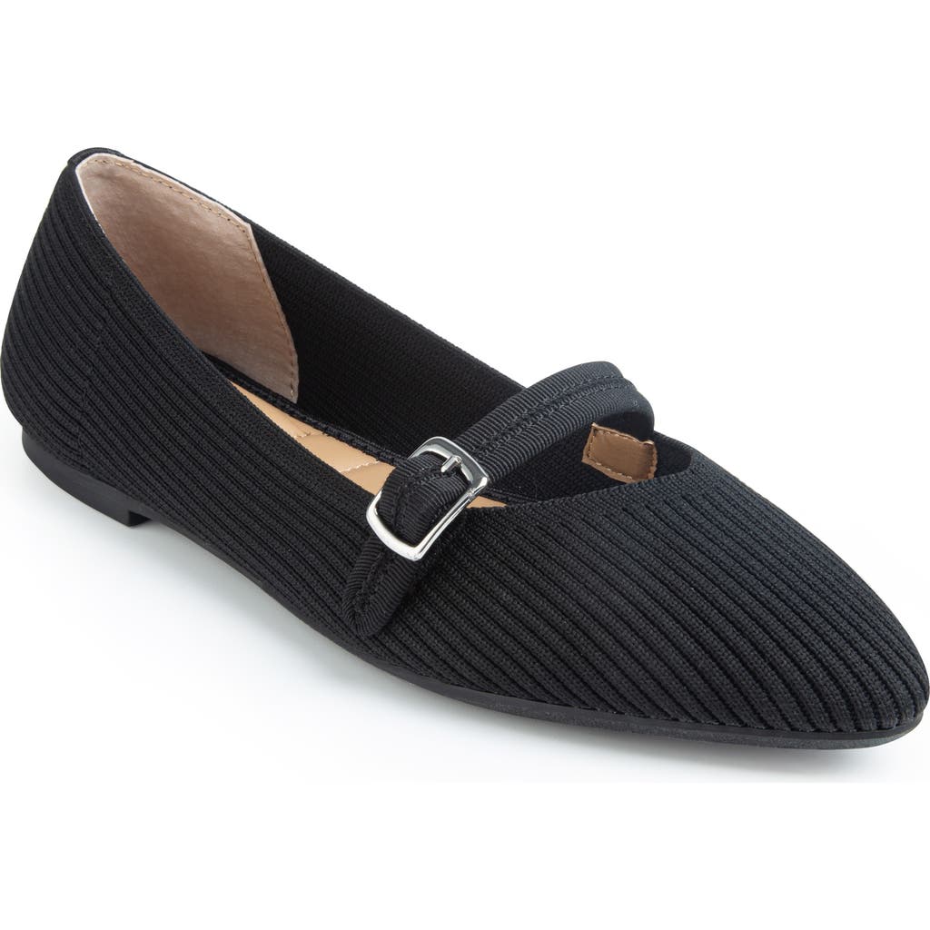 Me Too Glory Rib Knit Mary Jane Flat In Black