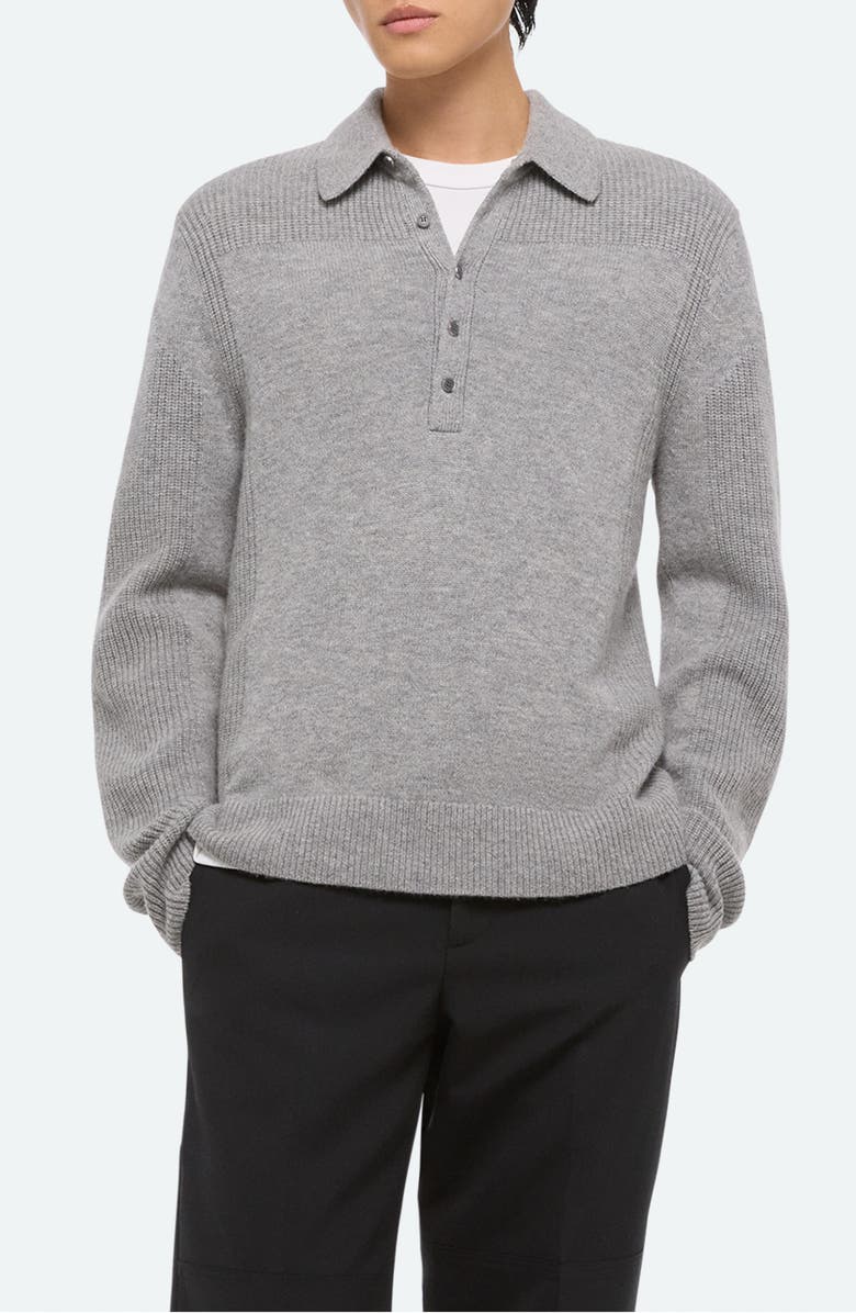 Helmut Lang Block Polo Sweater, Main, color, Grey Melange - Q91
