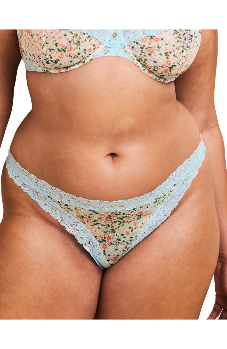 Adore Me Akari Thong Panties, Main, color, Floral White