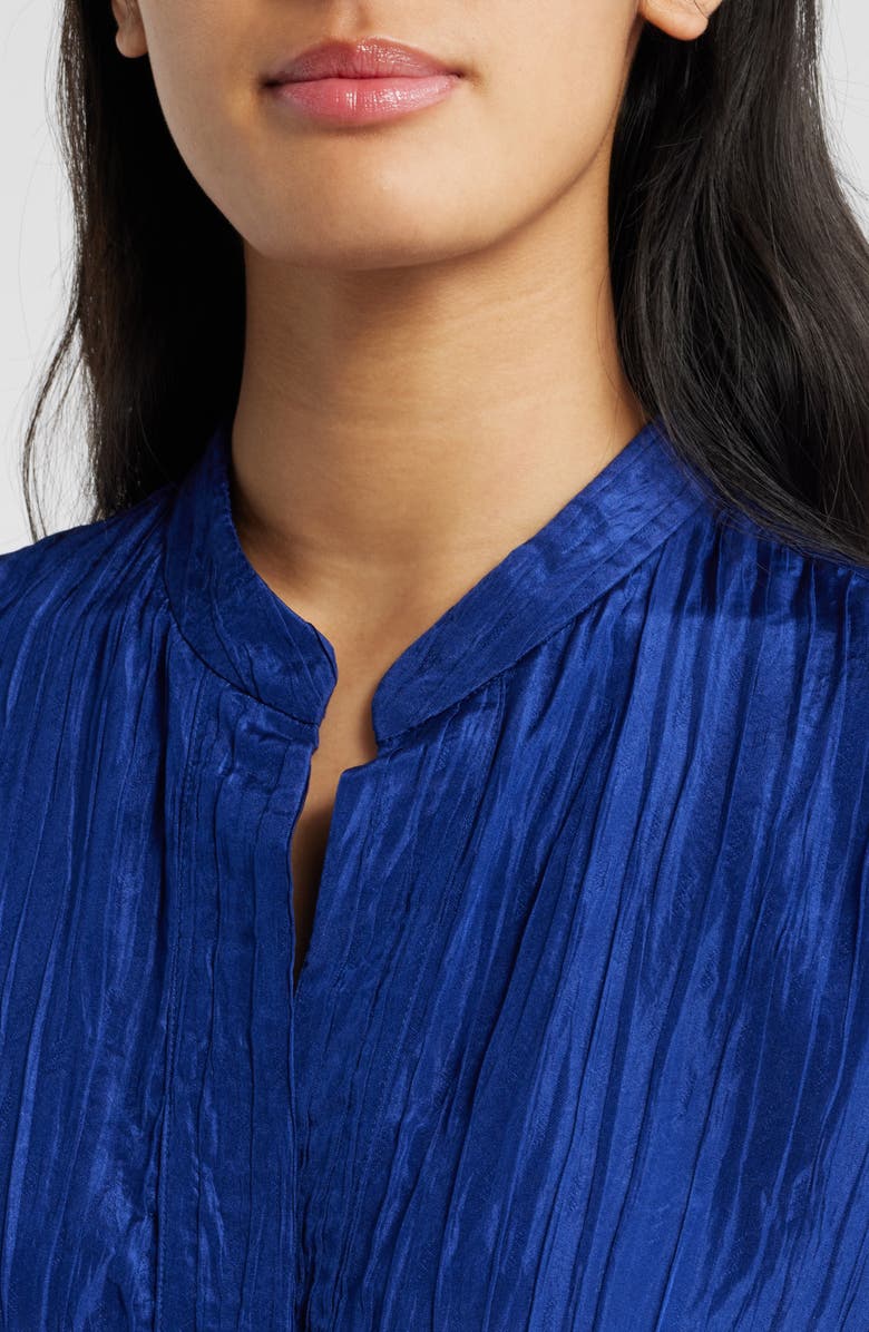 Eileen Fisher Mandarin Collar Textured Stretch Silk Tunic, Alternate, color, Infinity