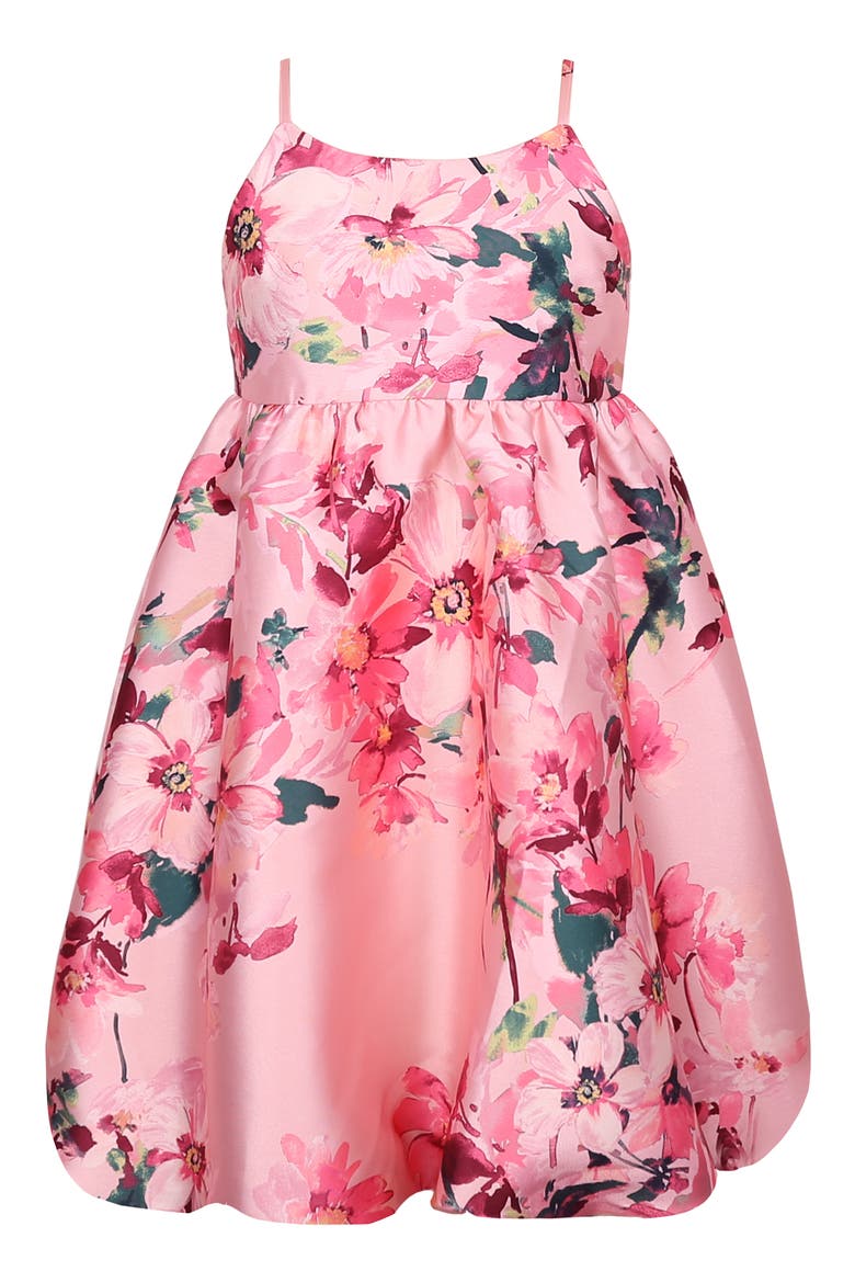 Kids' Empire Waist Mikado Bubble Party Dress, Main, color, PINK MULTI