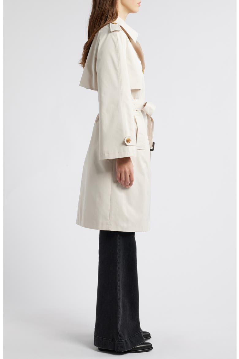 Water Resistant Double Breasted Belted Trench Coat, Alternate, color, VANILLA