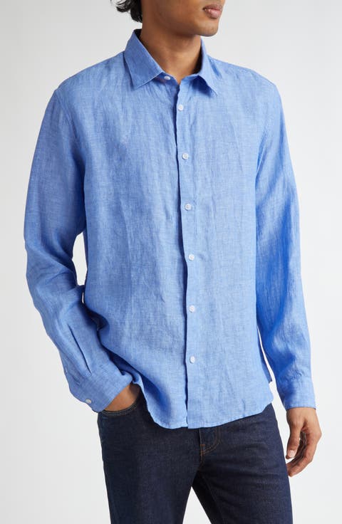 Long Sleeve Linen Button-Up Shirt