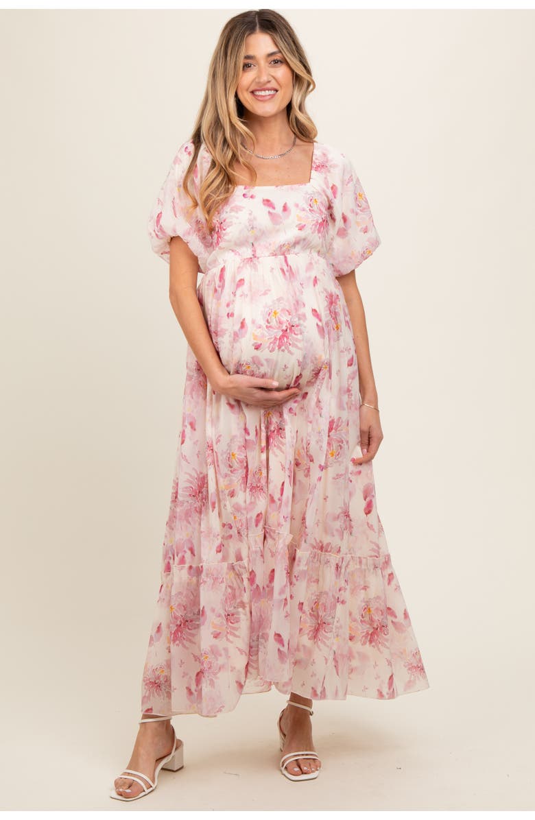 PinkBlush Puff Sleeve Square Neck Dress, Main, color, Red