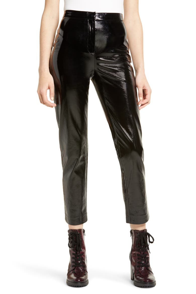 Straight Leg Faux Leather Pants, Main, color, BLACK