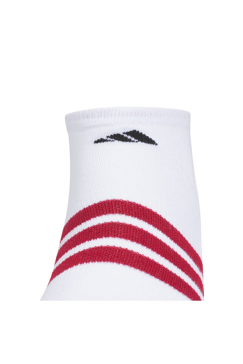 Cushioned 3-Stripe No-Show Socks, Alternate, color, WHITE/ ACTIVE MAROON/ BLUE