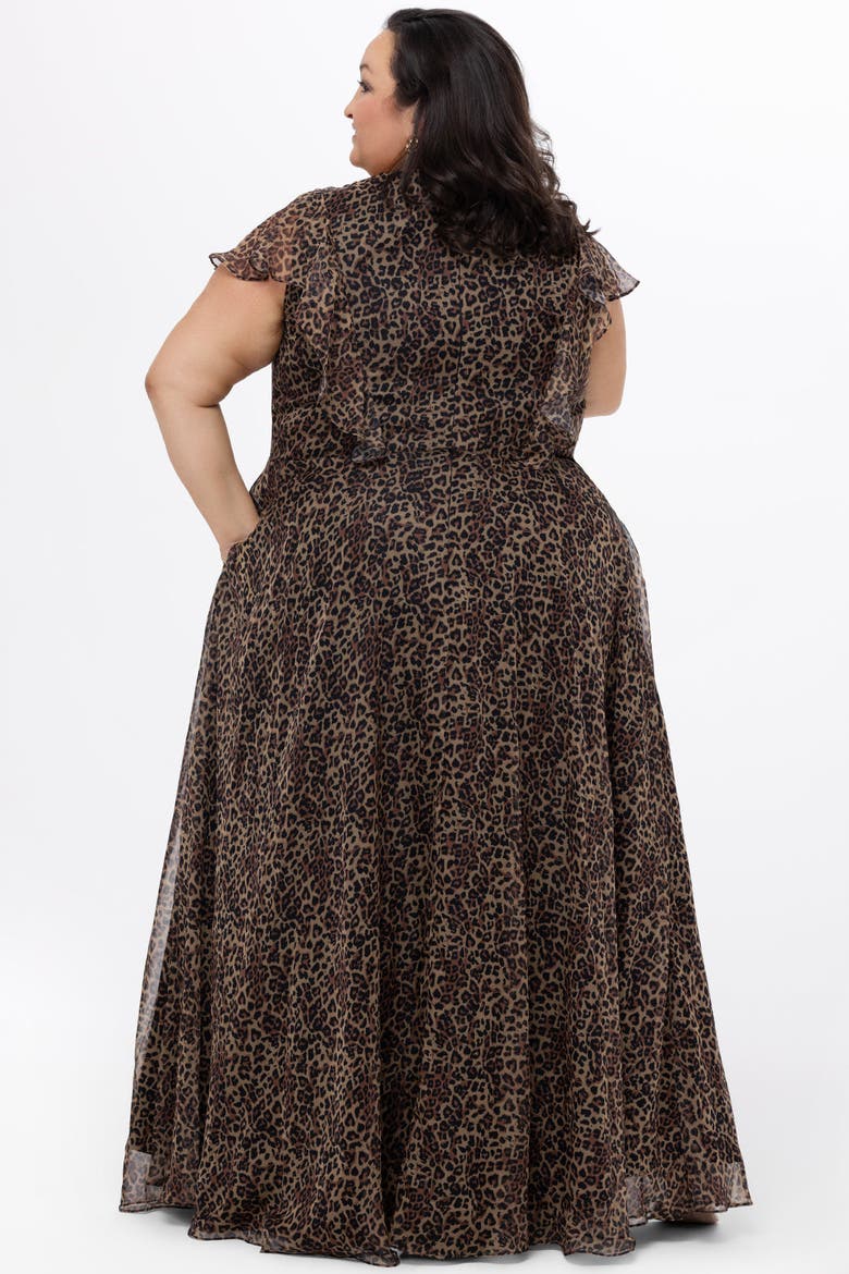 Short Sleeve V-Neck Plus Size Animal Print Dress with Slit, Alternate, color, Animal Print
