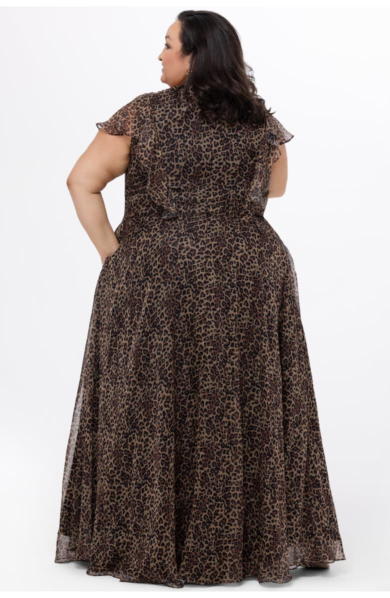 Celebrations by Sydney's Closet Short Sleeve V-Neck Plus Size Animal Print Dress with Slit, Alternate, color, Animal Print