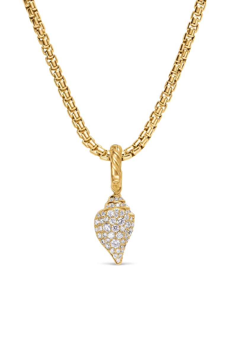 Pavé Diamond Shell Amulet in 18K Gold, Alternate, color, GOLD