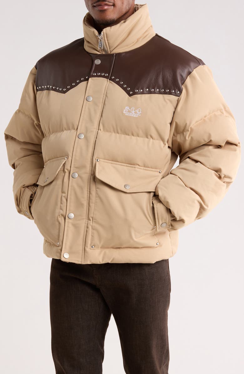 Nothing Grows Overnight Western Down Puffer Jacket, Alternate, color, Tan