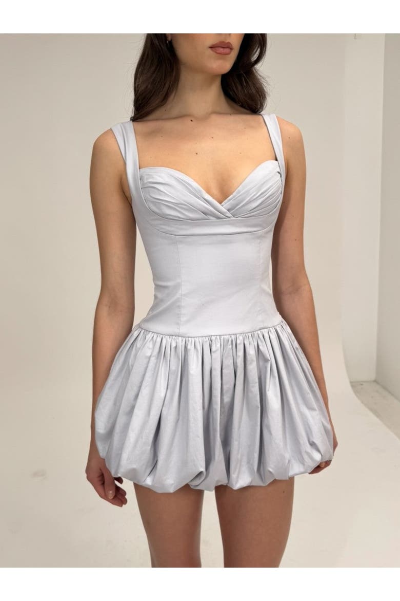 Zada Pleated Breast Bubble Hem Mini Dress, Alternate, color, Grey