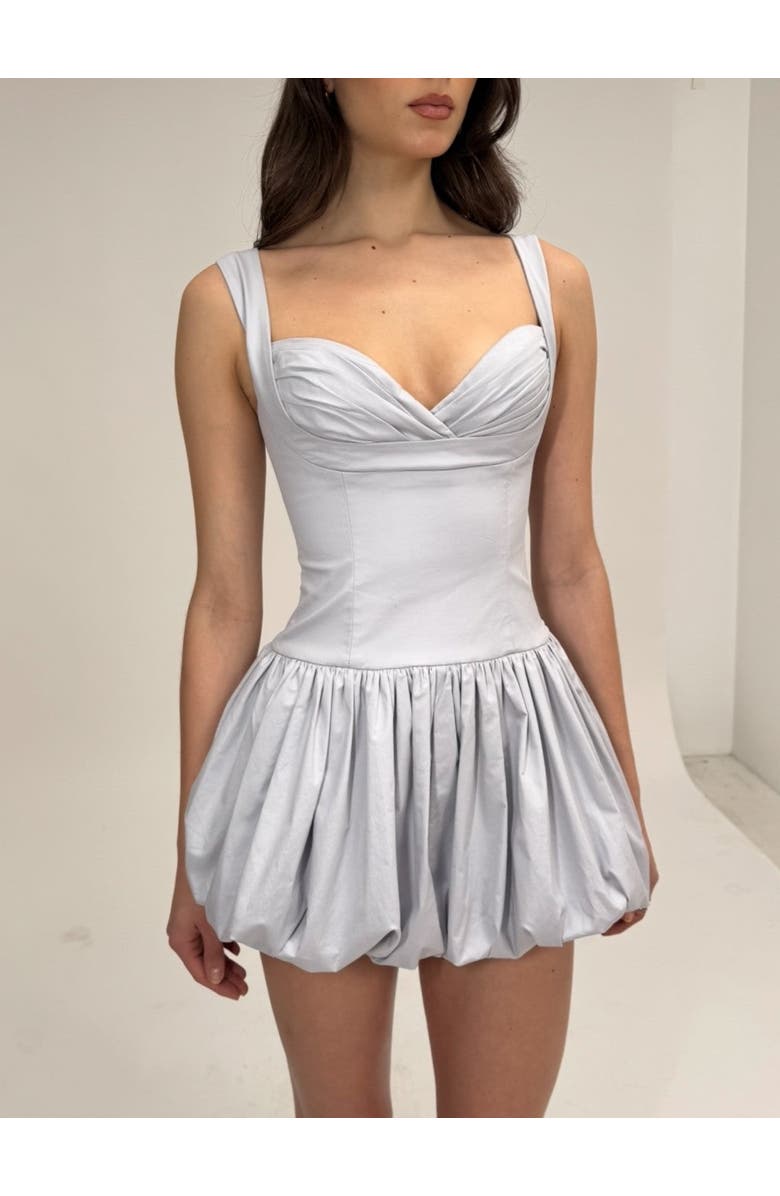 Miss Circle Zada Pleated Breast Bubble Hem Mini Dress, Alternate, color, Grey