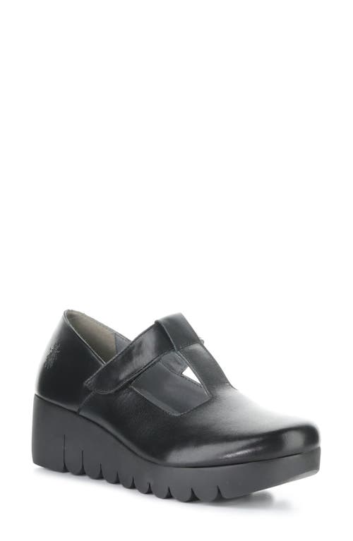 Fly London Veka T-strap Platform Wedge Pump In Black