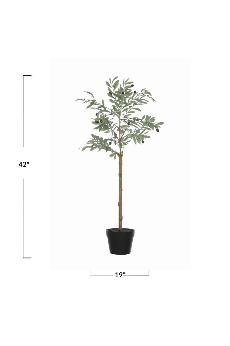 Potted Faux Olive Artificial Flower, Alternate, color, Green
