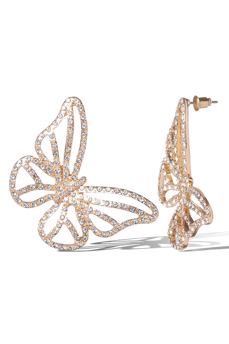 Textured Butterfly Gold-Tone Stud Earrings, Alternate, color, Gold