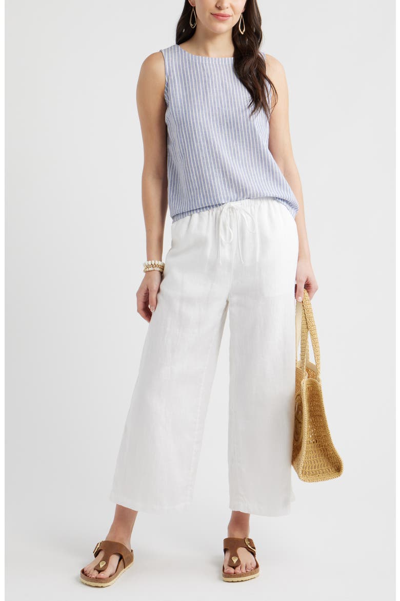 Linen Blend Tank, Alternate, color, BLUE- IVORY PENNY STRIPE