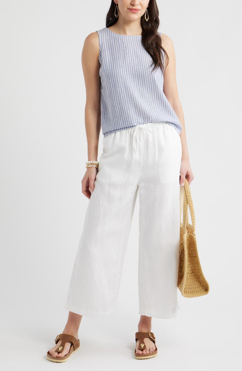 Caslon<sup>®</sup> Linen Blend Tank, Alternate, color, Blue- Ivory Penny Stripe