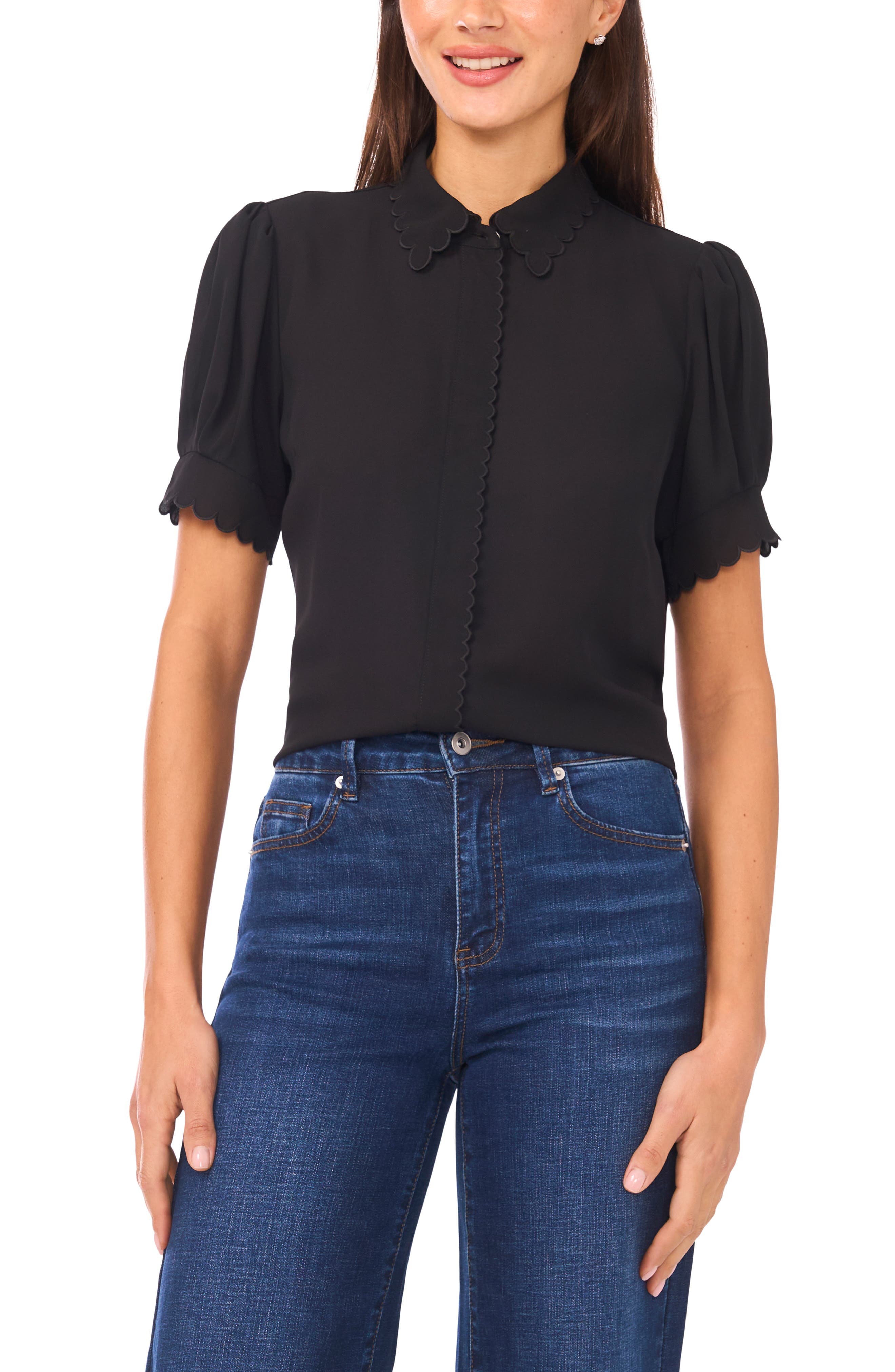 Scallop Short Sleeve Top