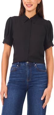 CeCe Scallop Short Sleeve Top