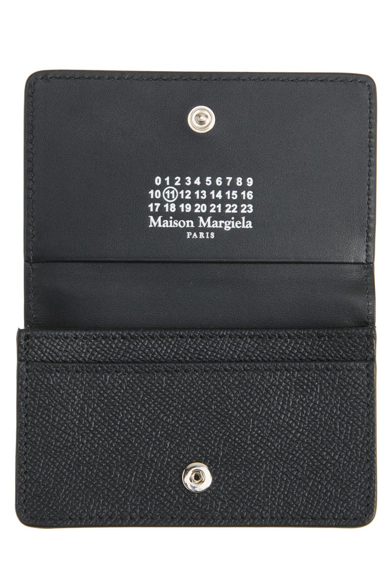Four Stitches Leather Card Holder, Alternate, color, BLACK