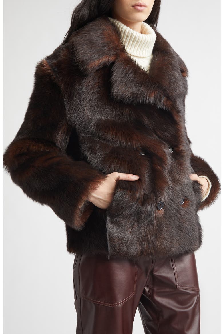 Cleophee Genuine Shearling Coat, Alternate, color, DARK BROWN
