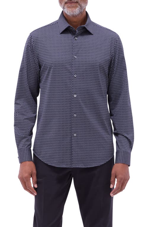 Bugatchi James Ooohcotton® Geometric Print Button-up Shirt In Black