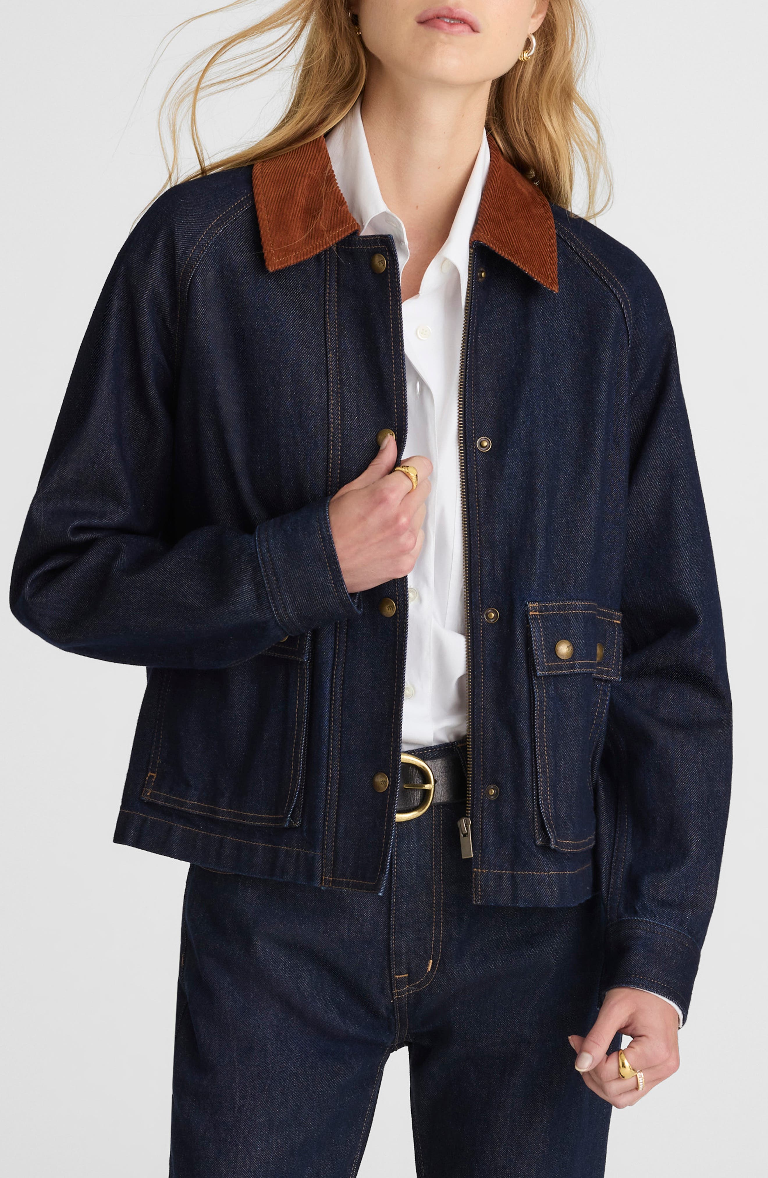 Madewell Corduroy Collar Denim Barn Jacket