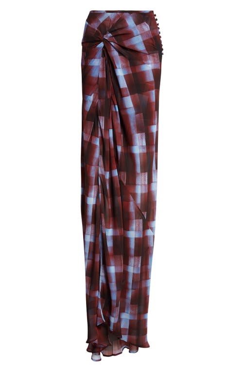 Dries Van Noten Smila Spray Painted Check Draped Maxi Skirt In Multi