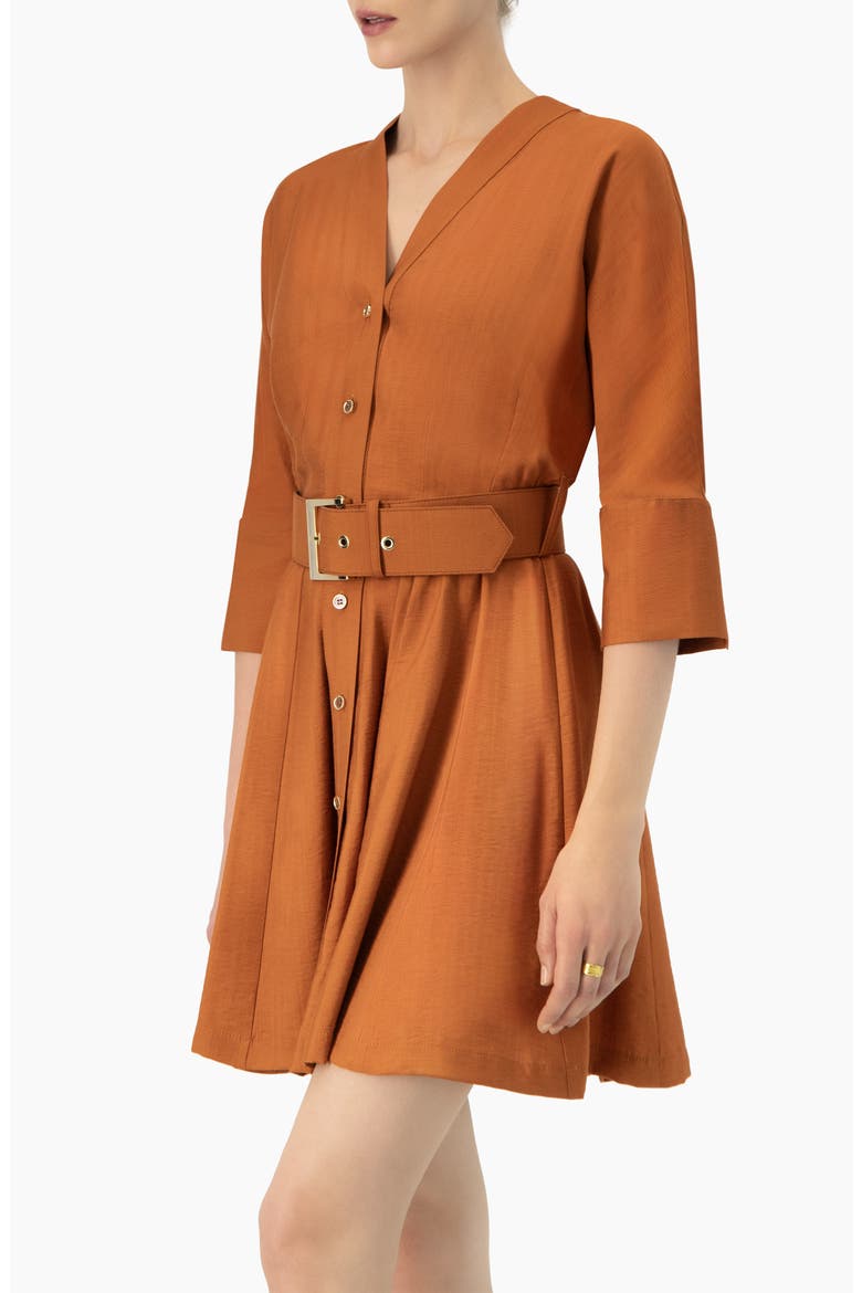 Dolman Sleeve Solid Dress with Belt, Alternate, color, Brown