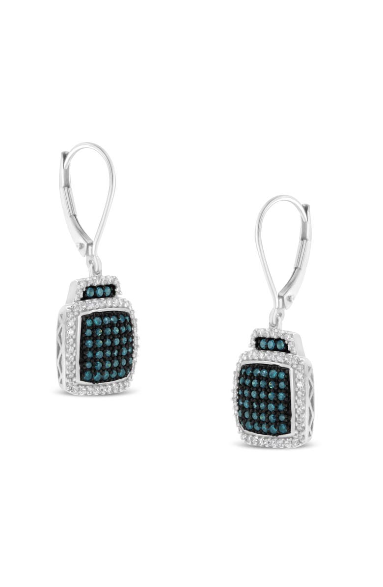Haus of Brilliance Black Rhodium over Silver 3/4 Ct Blue and White Diamond Dangle Earrings, Main, color, White