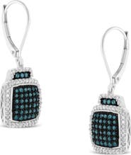 Haus of Brilliance Black Rhodium over Silver 3/4 Ct Blue and White Diamond Dangle Earrings