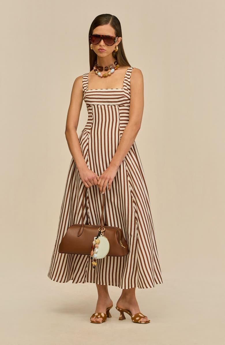 Cult Gaia Carla Linen, Wool & Silk Blend Sundress, Alternate, color, Small Saddle Stripe