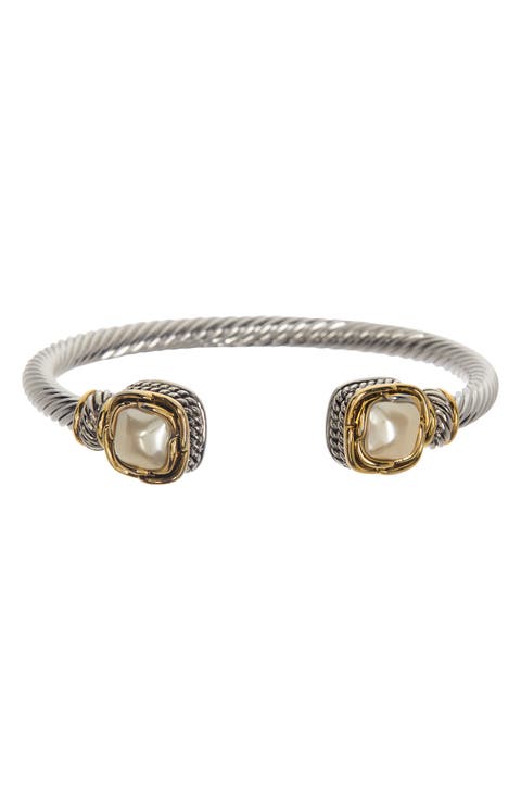MESHMERISE Twisted Cable Mother Of Pearl Bangle