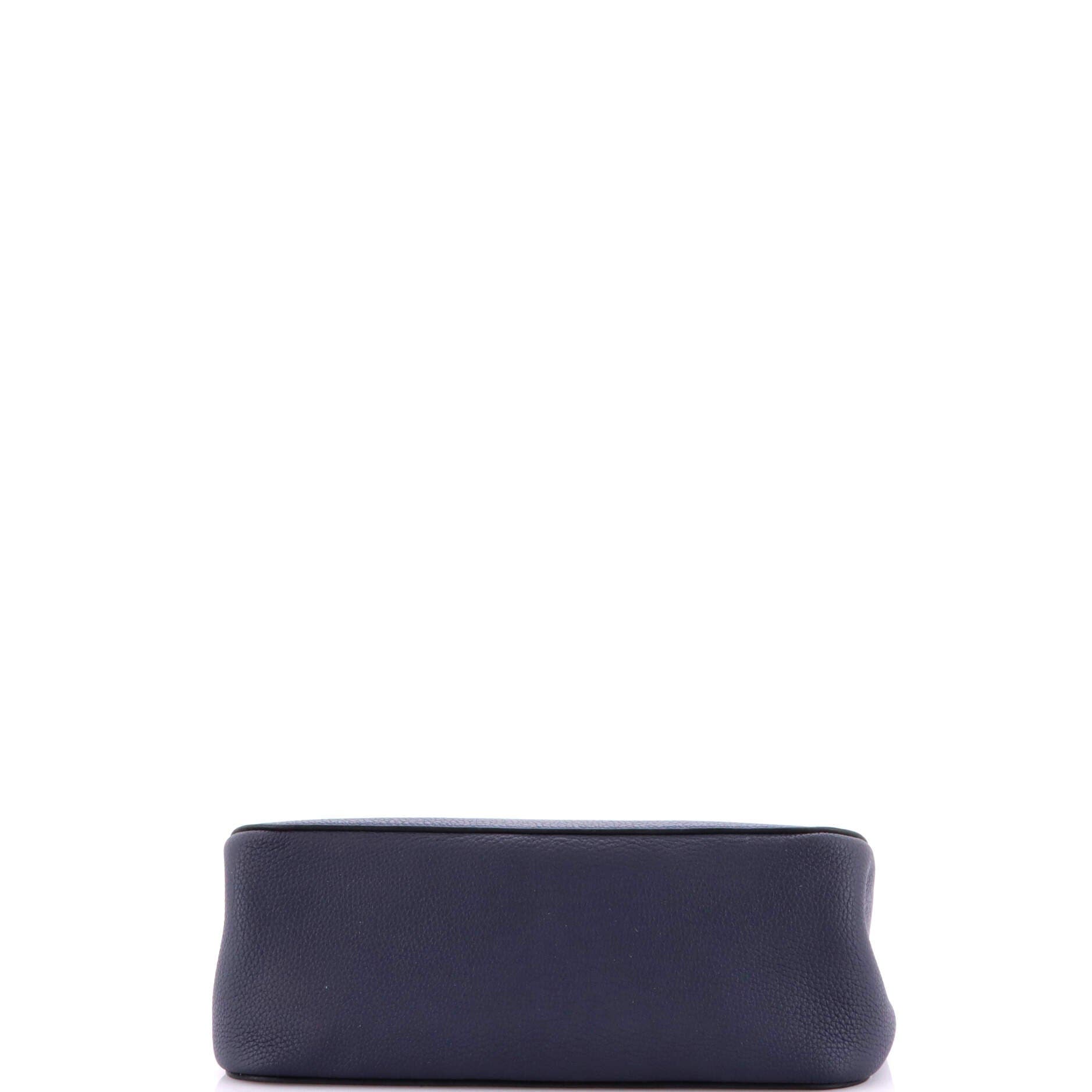 Pre-Owned Hermes Mali-Selle Messenger Bag Togo PM, Alternate, color, Bleu Nuit