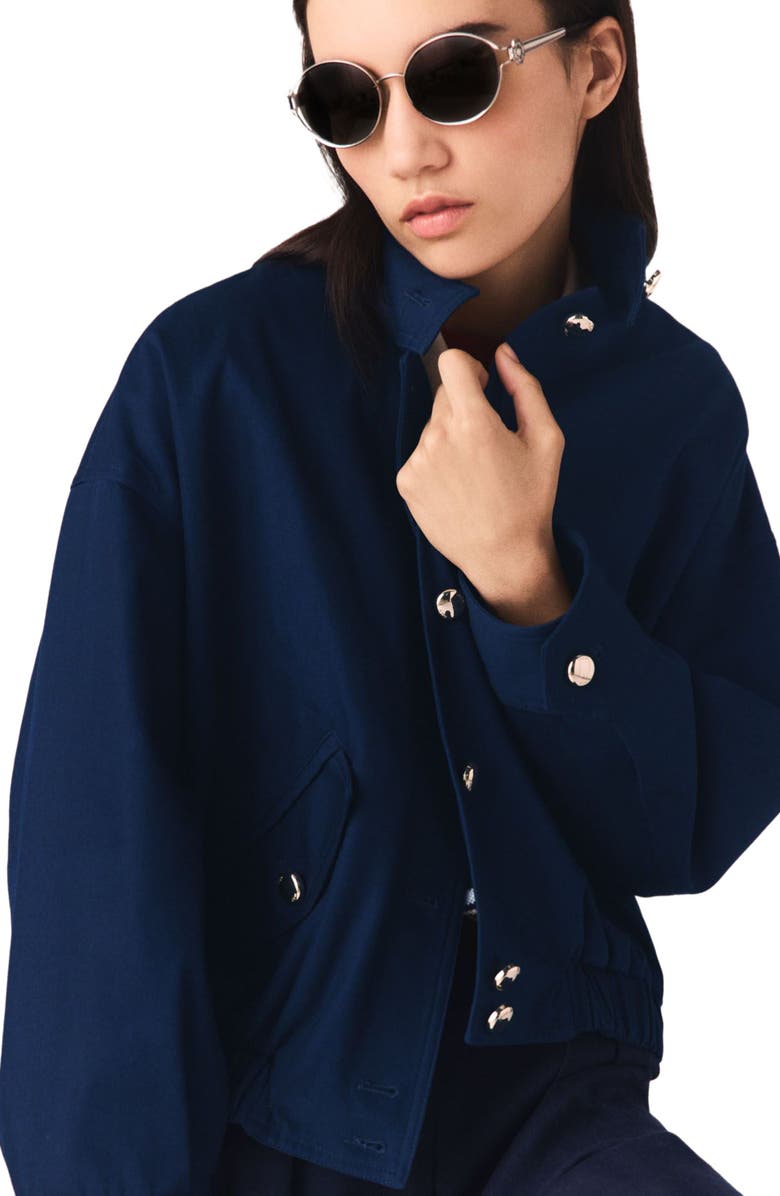 maje Cotton bomber jacket, Alternate, color, Navy
