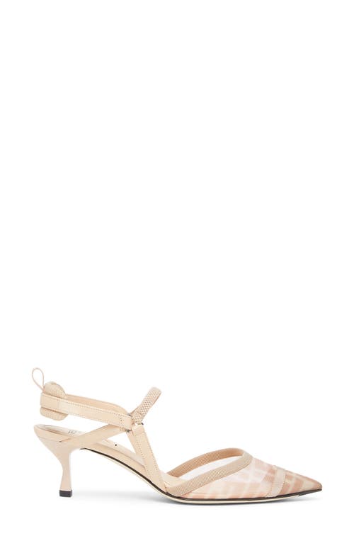 Fendi Lite Slingback With Pointed Toe And Mesh Panels In Rose/almond