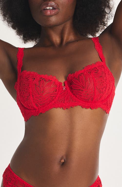Savage X Fenty Romantic Corded Lace Unlined Underwire Bra In Red