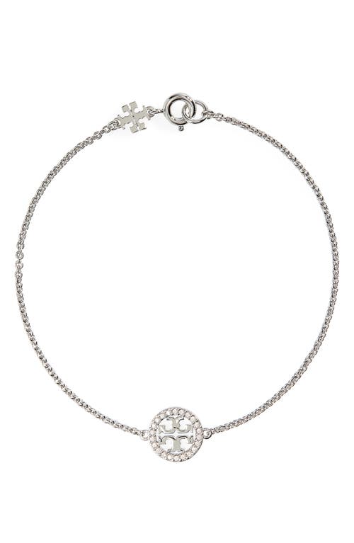 Tory Burch Miller Pave Logo Link Bracelet In Metallic