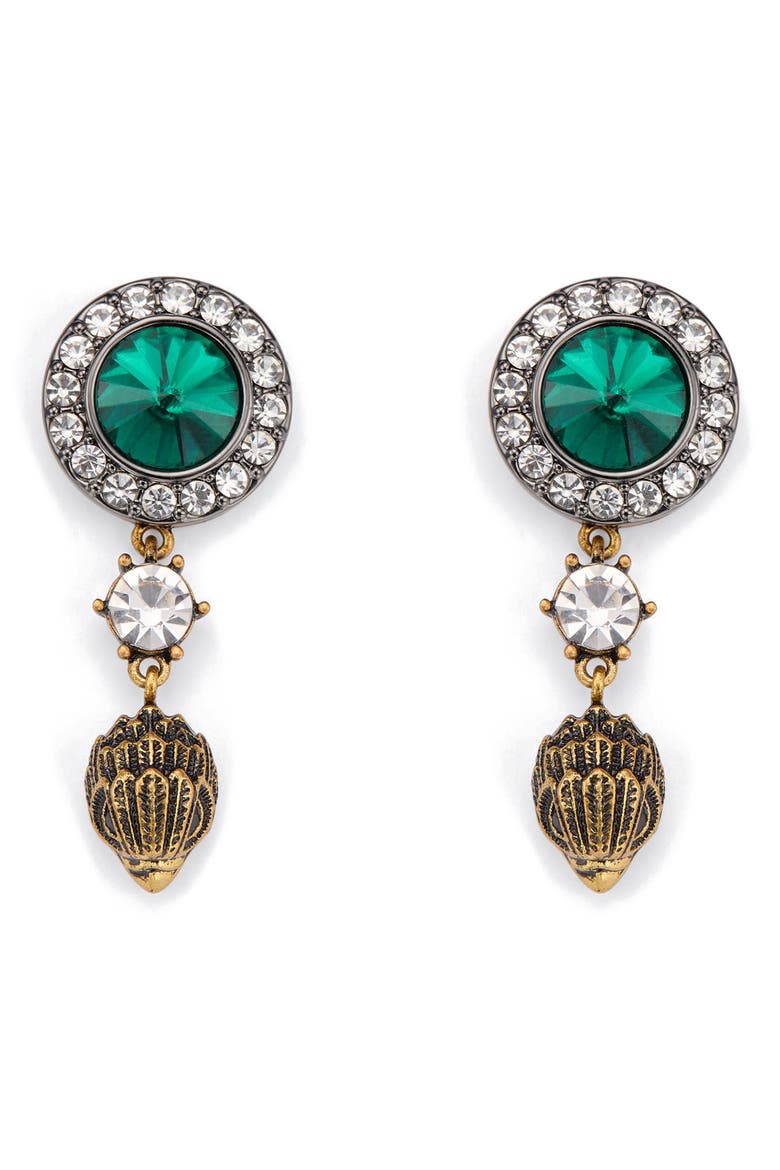 Octavia Eagle Drop Earrings, Main, color, GREEN