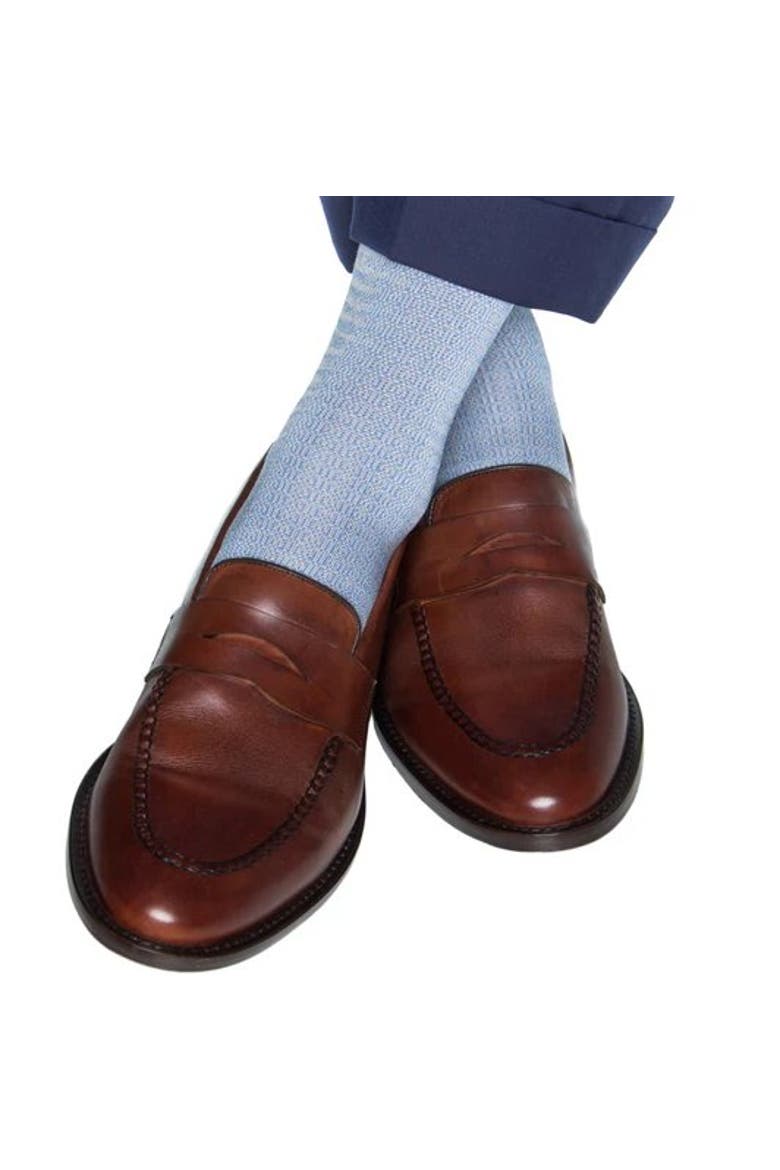 Bernard Chain Link Mercerized Cotton Mid-Calf Socks, Alternate, color, Light Blue with Grey