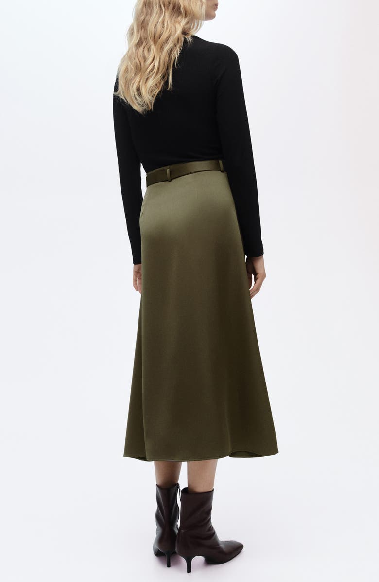 MANGO Long Sleeve Belted Mixed Media Midi Dress, Alternate, color,