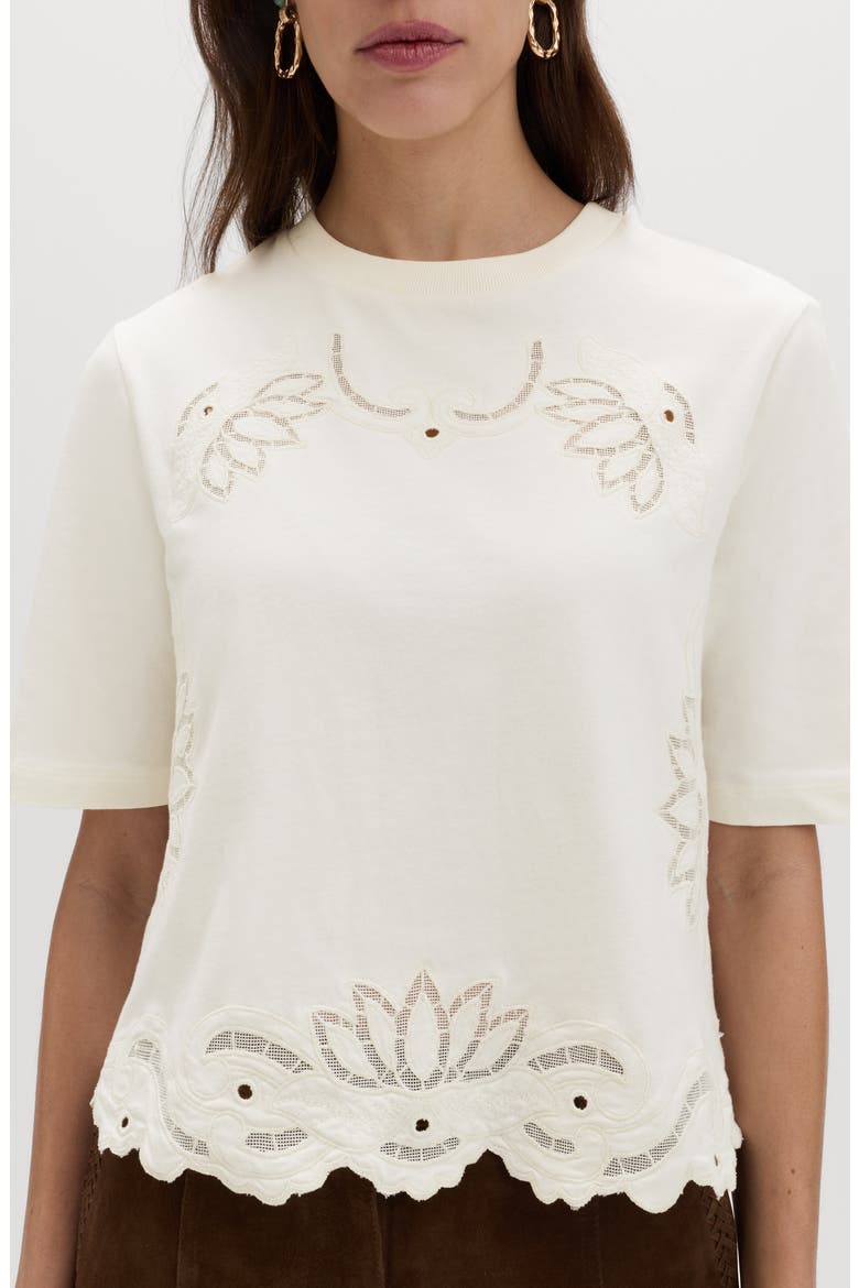 Pretty Cutwork Jersey T-Shirt, Alternate, color, LIGHT CREAM