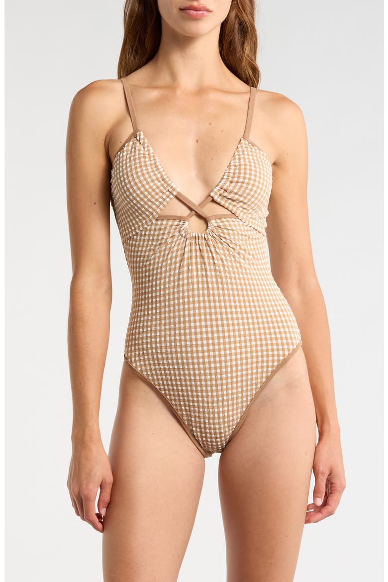 Keyhole One-Piece Swimsuit, Main, color, TOASTED COCONUT
