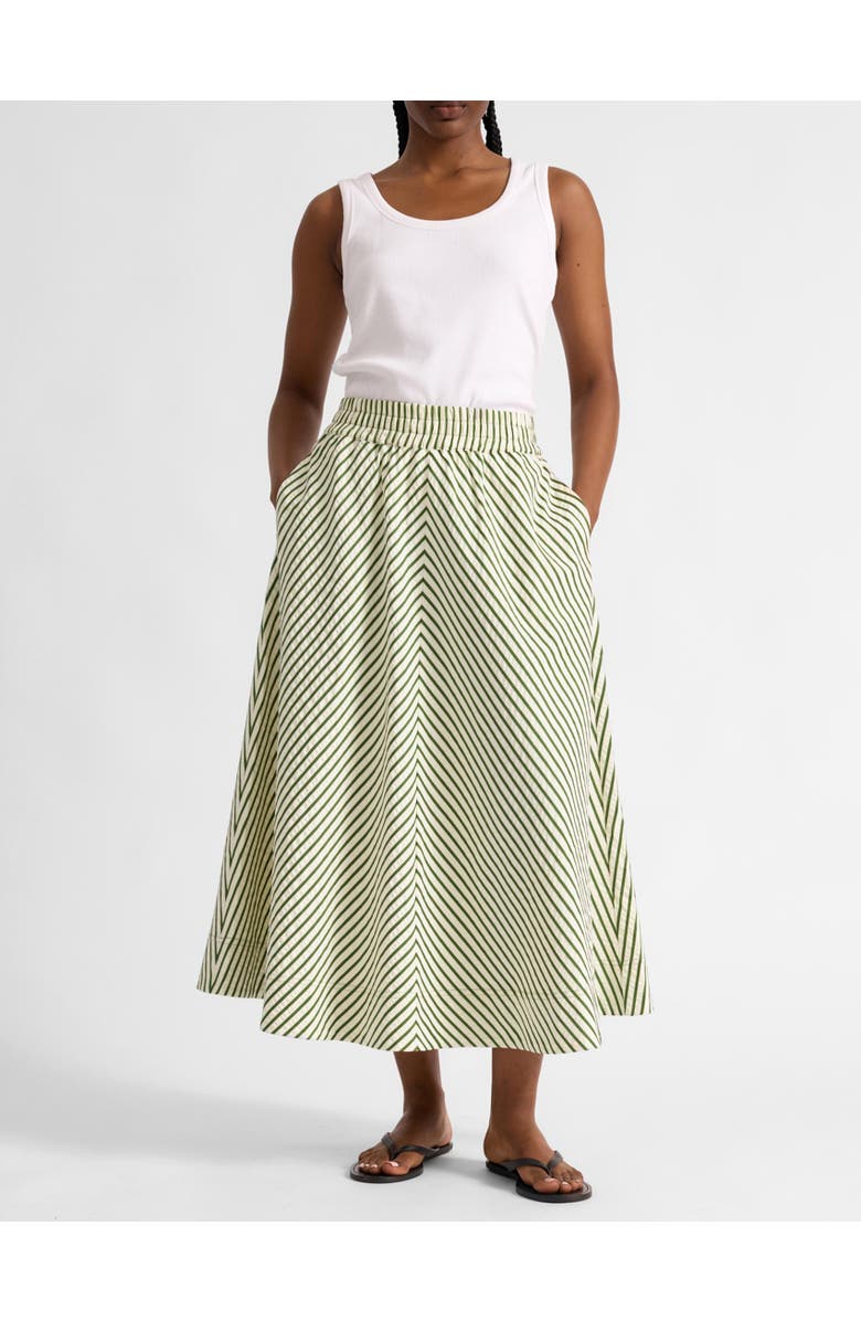 Albaray Full Stripe Midi Skirt, Alternate, color, Green