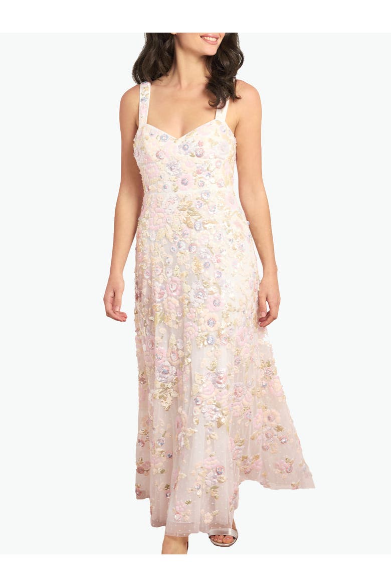 Sequin Paradise Sweetheart Ankle Gown, Main, color, Swan White/Multi