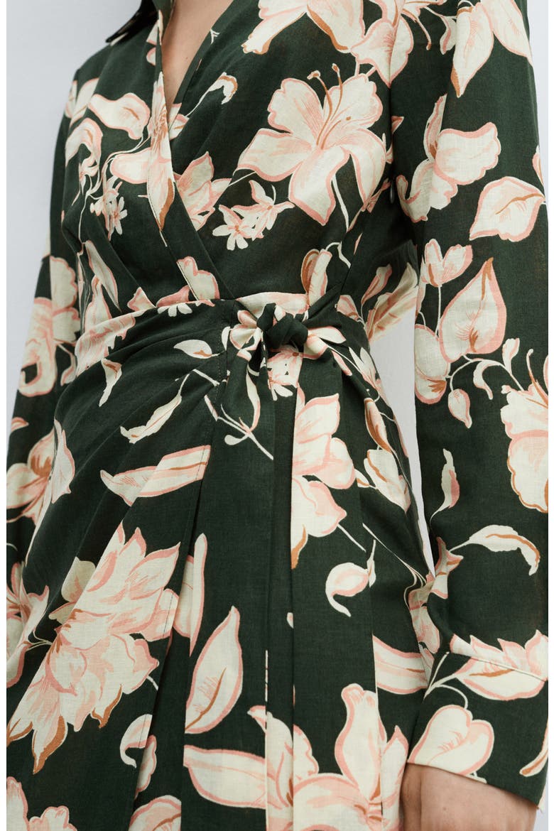 Carola Tie Waist Long Sleeve Dress, Alternate, color, GREEN