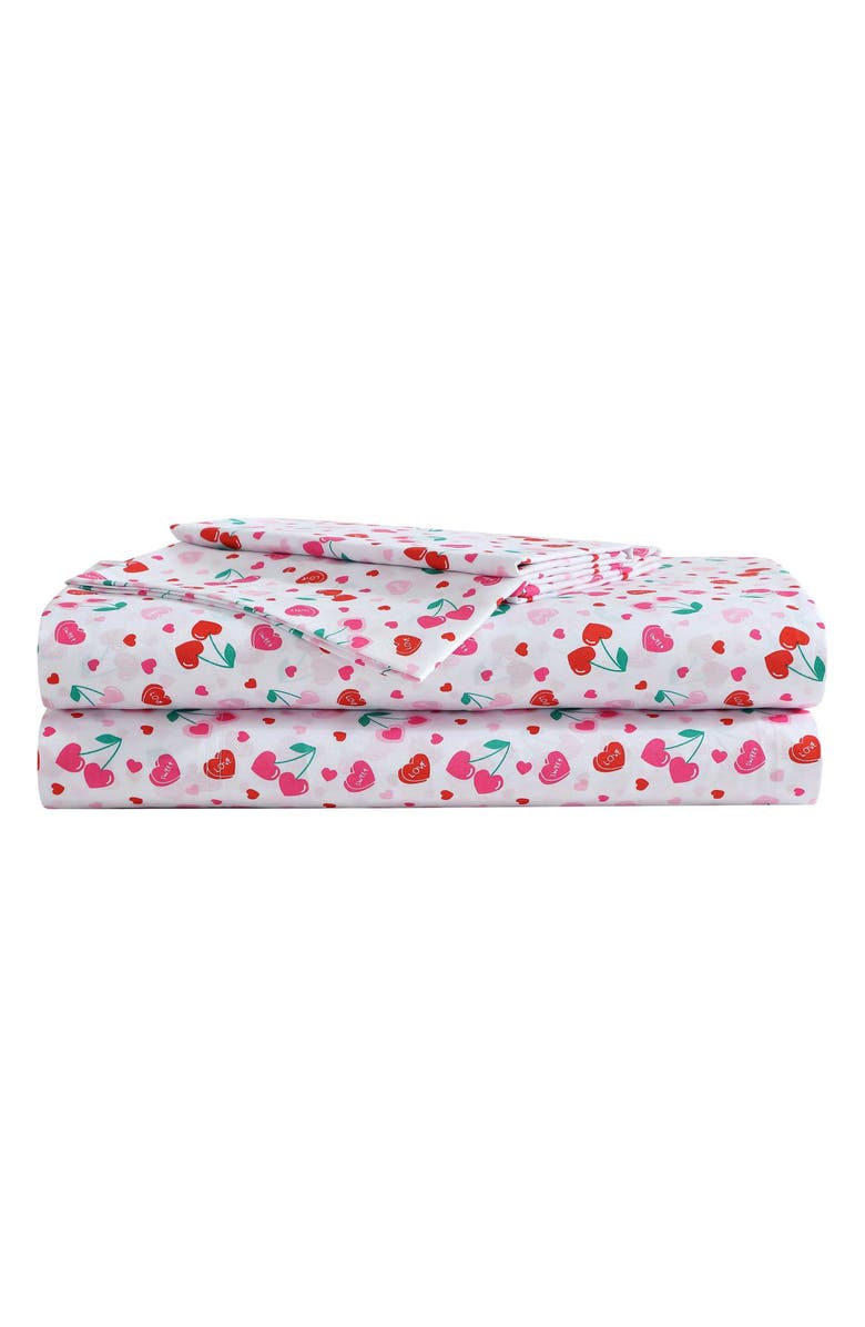 Betsey Johnson Sweet Tart Cherries Sheet Set, Main, color, Light / Medium Pink